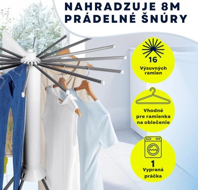 Easymaxx Vejárový sušiak na bielizeň s 16 ramenami Octopus 19146 (1)